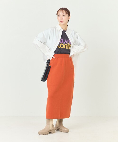 FREAK'S STORE（フリークスストア）の「限定展開　DISCUS ATHLETIC/ディスカス アスレチック　ダブル ジャガード ナロースカート（スカート・レディース・グリーン/オレンジ/ブラック・LARGE/MEDIUM）」の5枚目の写真