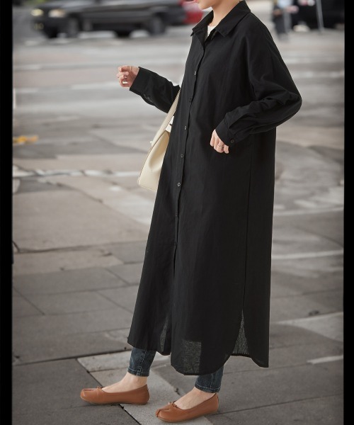 BLANC FICELLE(ブランフィセル)の「シャツワンピース(シャツワンピース・レディース・ネイビー/ブラック/ベージュ・M/XL/XXL/L)」の4枚目の写真