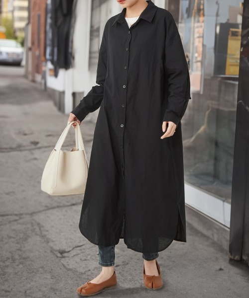 BLANC FICELLE(ブランフィセル)の「シャツワンピース(シャツワンピース・レディース・ネイビー/ブラック/ベージュ・M/XL/XXL/L)」の5枚目の写真