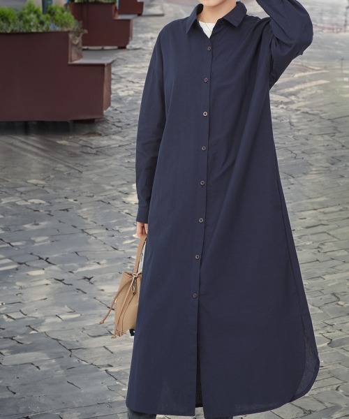 BLANC FICELLE(ブランフィセル)の「シャツワンピース(シャツワンピース・レディース・ネイビー/ブラック/ベージュ・M/XL/XXL/L)」の7枚目の写真
