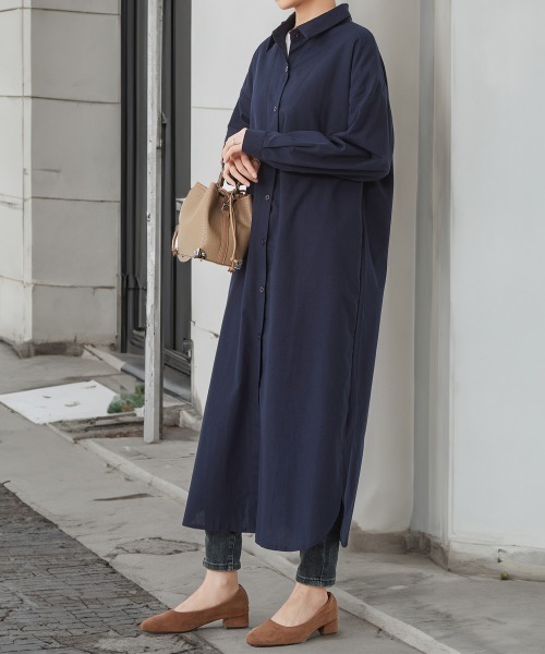 BLANC FICELLE(ブランフィセル)の「シャツワンピース(シャツワンピース・レディース・ネイビー/ブラック/ベージュ・M/XL/XXL/L)」の9枚目の写真