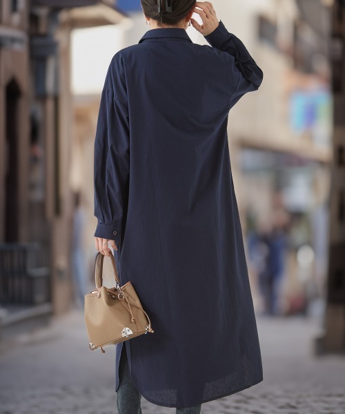 BLANC FICELLE(ブランフィセル)の「シャツワンピース(シャツワンピース・レディース・ネイビー/ブラック/ベージュ・M/XL/XXL/L)」の8枚目の写真