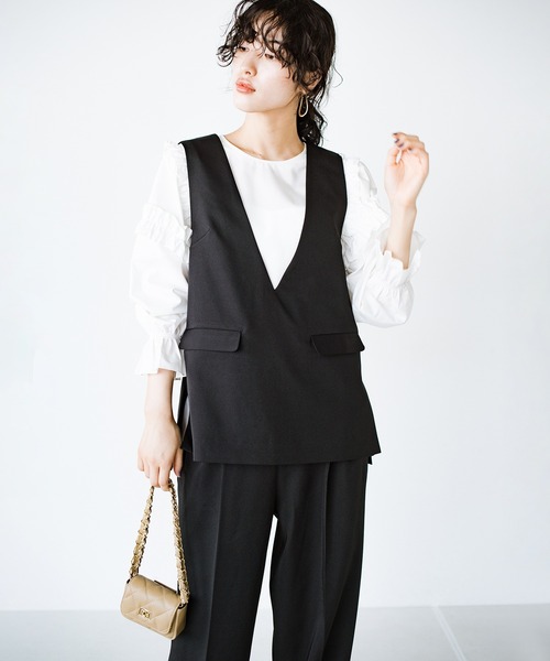 haco!（ハコ）の「洗濯機OK！きっちりと普段づかいの両立可能！コーデ上手に見えるジレ〈日々グッジョ部’s idea〉（その他アウター・レディース・ブラック/ネイビー・X-LARGE/MEDIUM/LARGE/SMALL）」の2枚目の写真