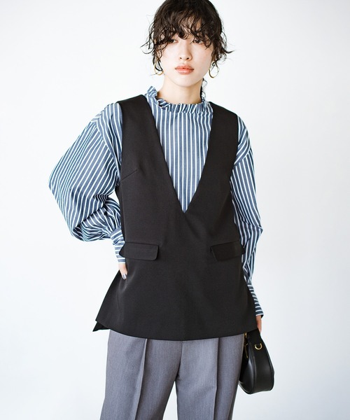 haco!（ハコ）の「洗濯機OK！きっちりと普段づかいの両立可能！コーデ上手に見えるジレ〈日々グッジョ部’s idea〉（その他アウター・レディース・ブラック/ネイビー・X-LARGE/MEDIUM/LARGE/SMALL）」の5枚目の写真