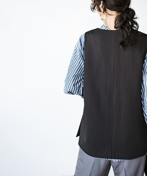 haco!（ハコ）の「洗濯機OK！きっちりと普段づかいの両立可能！コーデ上手に見えるジレ〈日々グッジョ部’s idea〉（その他アウター・レディース・ブラック/ネイビー・X-LARGE/MEDIUM/LARGE/SMALL）」の8枚目の写真