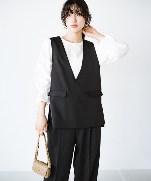 haco!（ハコ）の「洗濯機OK！きっちりと普段づかいの両立可能！コーデ上手に見えるジレ〈日々グッジョ部’s idea〉（その他アウター・レディース・ブラック/ネイビー・X-LARGE/MEDIUM/LARGE/SMALL）」の9枚目の写真