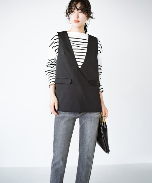 haco!（ハコ）の「洗濯機OK！きっちりと普段づかいの両立可能！コーデ上手に見えるジレ〈日々グッジョ部’s idea〉（その他アウター・レディース・ブラック/ネイビー・X-LARGE/MEDIUM/LARGE/SMALL）」の11枚目の写真