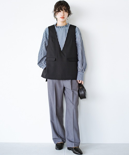 haco!（ハコ）の「洗濯機OK！きっちりと普段づかいの両立可能！コーデ上手に見えるジレ〈日々グッジョ部’s idea〉（その他アウター・レディース・ブラック/ネイビー・X-LARGE/MEDIUM/LARGE/SMALL）」の3枚目の写真