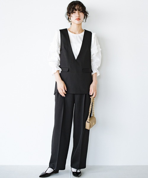 haco!（ハコ）の「洗濯機OK！きっちりと普段づかいの両立可能！コーデ上手に見えるジレ〈日々グッジョ部’s idea〉（その他アウター・レディース・ブラック/ネイビー・X-LARGE/MEDIUM/LARGE/SMALL）」の14枚目の写真