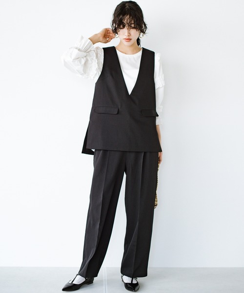 haco!（ハコ）の「洗濯機OK！きっちりと普段づかいの両立可能！コーデ上手に見えるジレ〈日々グッジョ部’s idea〉（その他アウター・レディース・ブラック/ネイビー・X-LARGE/MEDIUM/LARGE/SMALL）」の16枚目の写真