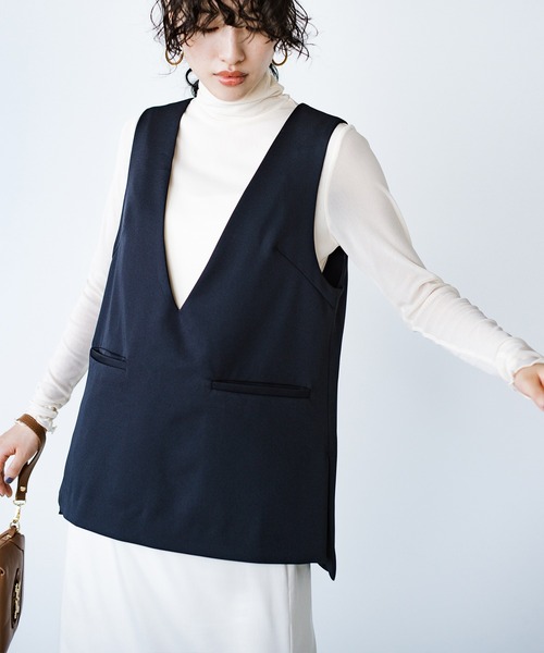 haco!（ハコ）の「洗濯機OK！きっちりと普段づかいの両立可能！コーデ上手に見えるジレ〈日々グッジョ部’s idea〉（その他アウター・レディース・ブラック/ネイビー・X-LARGE/MEDIUM/LARGE/SMALL）」の21枚目の写真