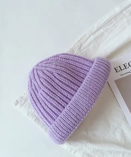 Bambin（ボンバン）の「【 Bambin / ボンバン 】 カラー シンプル ニット帽（ニットキャップ/ビーニー・キッズ・ミント/イエロー/ブルー/オレンジ/ホワイト/ブラック/パープル/ピンク/グリーン・FREE）」の6枚目の写真