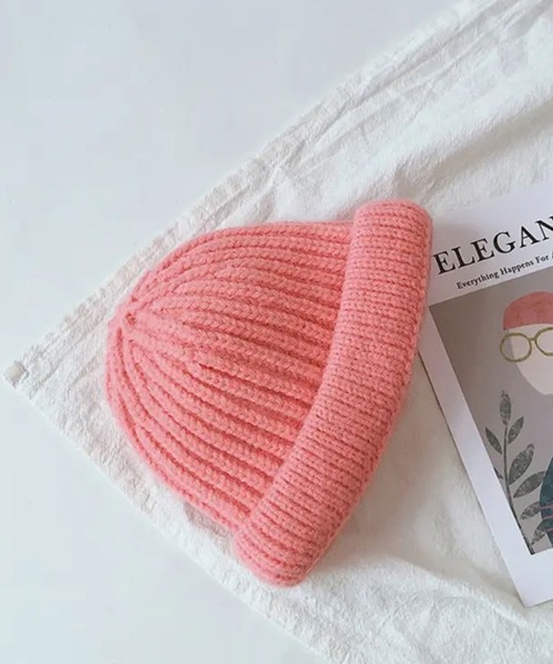 Bambin（ボンバン）の「【 Bambin / ボンバン 】 カラー シンプル ニット帽（ニットキャップ/ビーニー・キッズ・ミント/イエロー/ブルー/オレンジ/ホワイト/ブラック/パープル/ピンク/グリーン・FREE）」の8枚目の写真