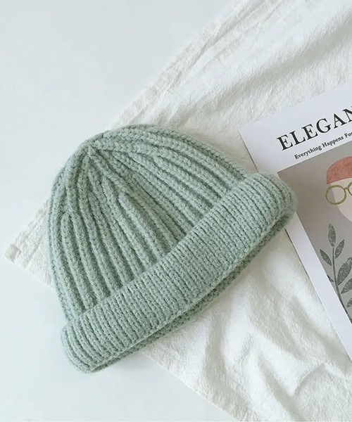 Bambin（ボンバン）の「【 Bambin / ボンバン 】 カラー シンプル ニット帽（ニットキャップ/ビーニー・キッズ・ミント/イエロー/ブルー/オレンジ/ホワイト/ブラック/パープル/ピンク/グリーン・FREE）」の4枚目の写真