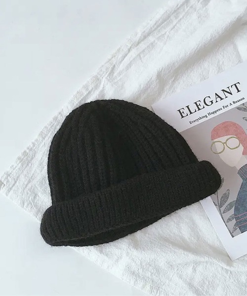 Bambin（ボンバン）の「【 Bambin / ボンバン 】 カラー シンプル ニット帽（ニットキャップ/ビーニー・キッズ・ミント/イエロー/ブルー/オレンジ/ホワイト/ブラック/パープル/ピンク/グリーン・FREE）」の2枚目の写真