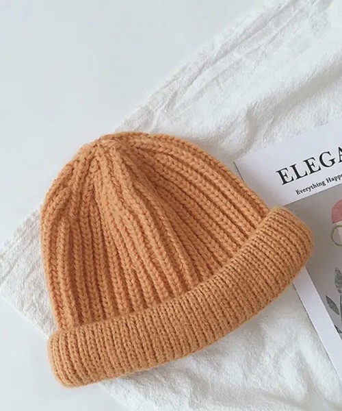 Bambin（ボンバン）の「【 Bambin / ボンバン 】 カラー シンプル ニット帽（ニットキャップ/ビーニー・キッズ・ミント/イエロー/ブルー/オレンジ/ホワイト/ブラック/パープル/ピンク/グリーン・FREE）」の12枚目の写真