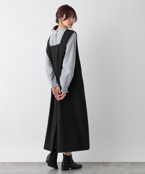 GLOBAL WORK（グローバルワーク）の「２ＷＡＹネックジャンスカ/971325（ジャンパースカート・レディース・ブラック/グレイッシュベージュ/ブラウン・FREE）」の8枚目の写真