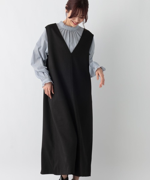 GLOBAL WORK（グローバルワーク）の「２ＷＡＹネックジャンスカ/971325（ジャンパースカート・レディース・ブラック/グレイッシュベージュ/ブラウン・FREE）」の12枚目の写真