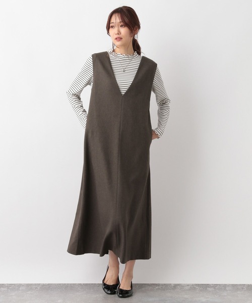 GLOBAL WORK（グローバルワーク）の「２ＷＡＹネックジャンスカ/971325（ジャンパースカート・レディース・ブラック/グレイッシュベージュ/ブラウン・FREE）」の14枚目の写真