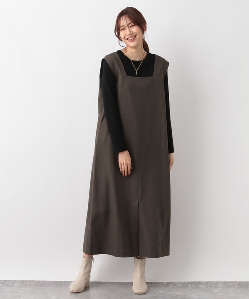 GLOBAL WORK（グローバルワーク）の「２ＷＡＹネックジャンスカ/971325（ジャンパースカート・レディース・ブラック/グレイッシュベージュ/ブラウン・FREE）」の18枚目の写真