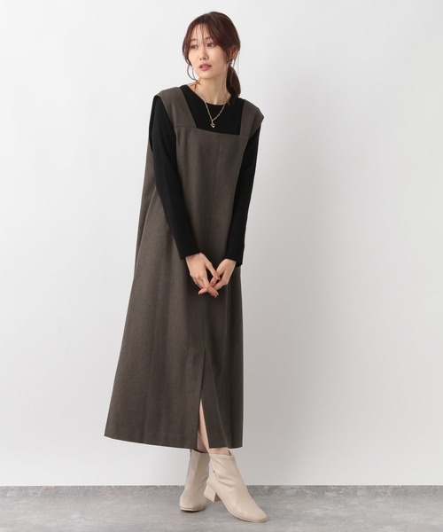 GLOBAL WORK（グローバルワーク）の「２ＷＡＹネックジャンスカ/971325（ジャンパースカート・レディース・ブラック/グレイッシュベージュ/ブラウン・FREE）」の19枚目の写真