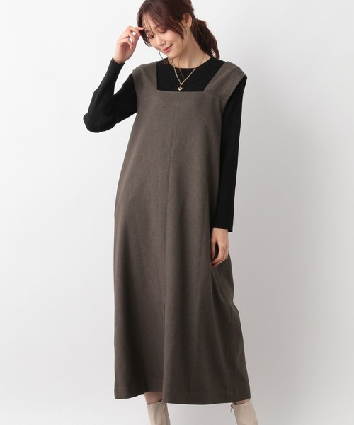 GLOBAL WORK（グローバルワーク）の「２ＷＡＹネックジャンスカ/971325（ジャンパースカート・レディース・ブラック/グレイッシュベージュ/ブラウン・FREE）」の21枚目の写真