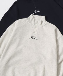 FILA（フィラ）の「FILA/フィラ 別注 オーバーサイズ 裏起毛 ロゴ ワンポイント刺繍 ハーフジップ スウェット トレーナー/長袖 トップス プルオーバー/レディース メンズ（スウェット・メンズ）」