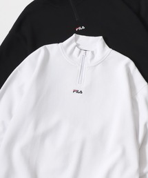 FILA/フィラ 別注 オーバーサイズ 裏起毛 ロゴ ワンポイント刺繍 ハーフジップ スウェット トレーナー/長袖 トップス プルオーバー/レディース メンズ