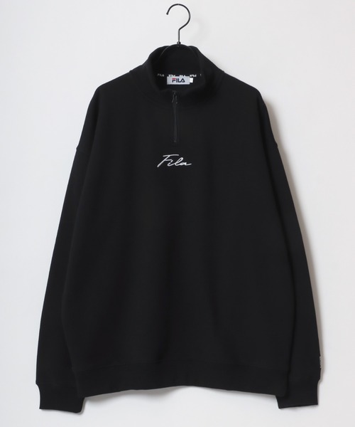 FILA(フィラ)の「FILA/フィラ 別注 オーバーサイズ 裏起毛 ロゴ ワンポイント刺繍 ハーフジップ スウェット トレーナー/長袖 トップス プルオーバー/レディース メンズ(スウェット・レディース・ネイビー/オートミール/ブルー系その他/ブラック/ブラック系その他/ホワイト・M/L/LL)」の9枚目の写真
