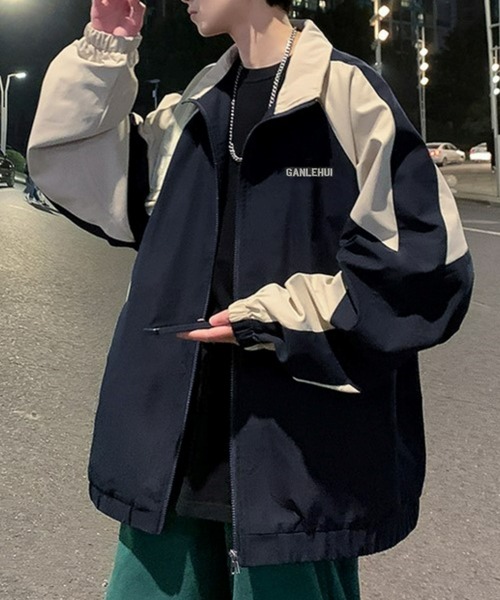 BASQUE magenta（バスクマゼンタ）の「ビッグシルエット切替トラックフルジップブルゾン（ブルゾン・メンズ・ブラック/ブルー・FREE）」の5枚目の写真