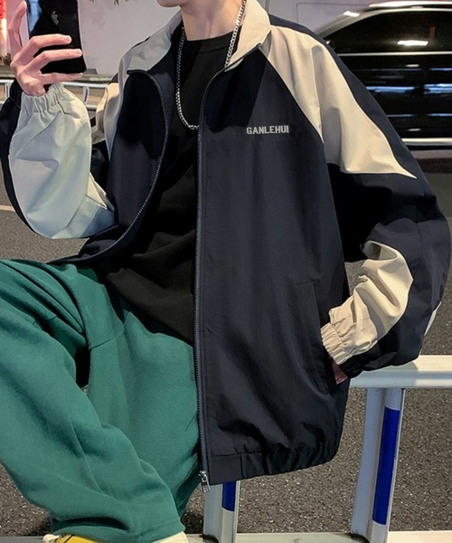 BASQUE magenta（バスクマゼンタ）の「ビッグシルエット切替トラックフルジップブルゾン（ブルゾン・メンズ・ブラック/ブルー・FREE）」の4枚目の写真