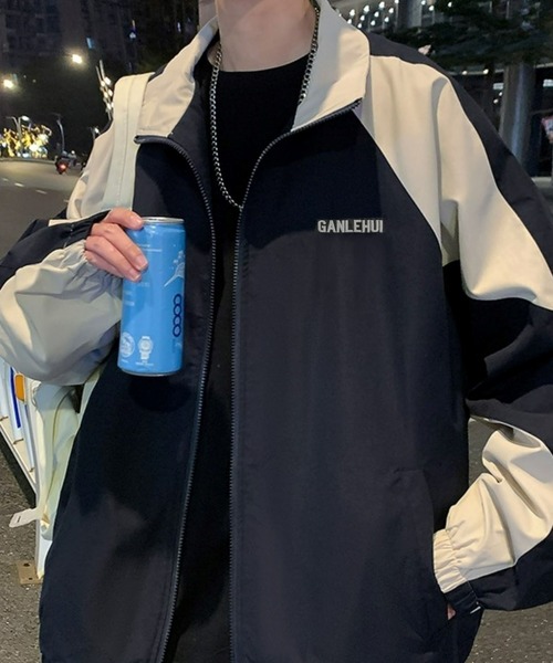 BASQUE magenta（バスクマゼンタ）の「ビッグシルエット切替トラックフルジップブルゾン（ブルゾン・メンズ・ブラック/ブルー・FREE）」の3枚目の写真