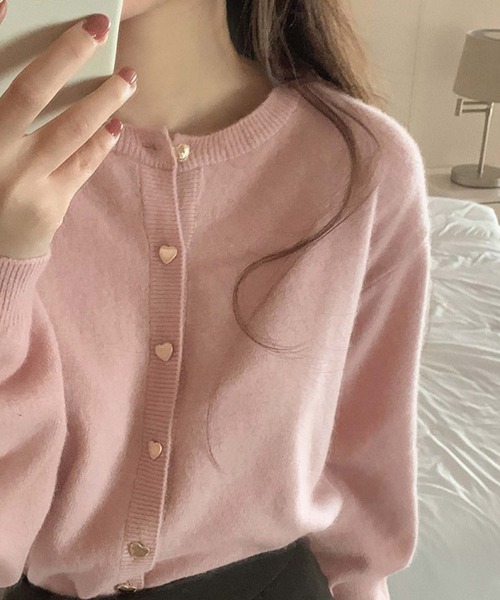 LAFFMO(ラフモ)の「ハートボタンニットカーディガン(カーディガン/ボレロ・レディース・ライトグリーン/ピンク/ブラック/ベージュ/グレー・F)」の20枚目の写真