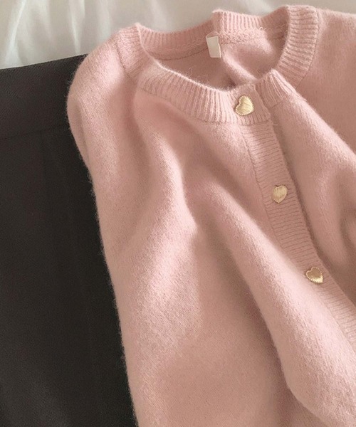 LAFFMO(ラフモ)の「ハートボタンニットカーディガン(カーディガン/ボレロ・レディース・ライトグリーン/ピンク/ブラック/ベージュ/グレー・F)」の22枚目の写真