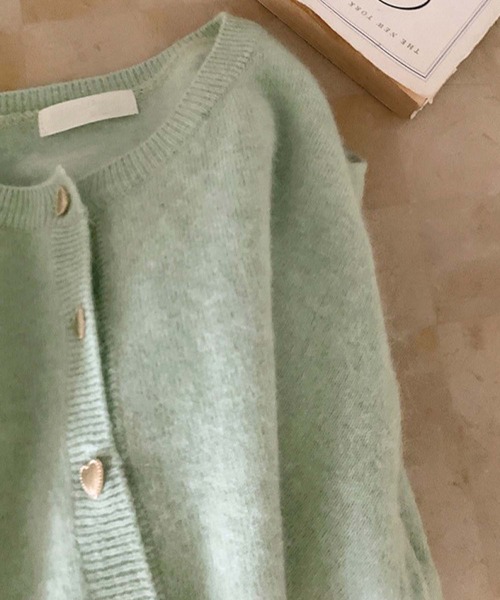 LAFFMO(ラフモ)の「ハートボタンニットカーディガン(カーディガン/ボレロ・レディース・ライトグリーン/ピンク/ブラック/ベージュ/グレー・F)」の15枚目の写真