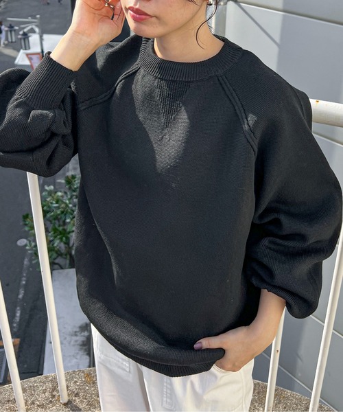 feepur（フェピュール）の「【ハンドウォッシャブル】スウェットライクスムースニット（ニット/セーター・レディース・レッド/ブラック/オフホワイト/オレンジ/ブルー・MEDIUM）」の22枚目の写真