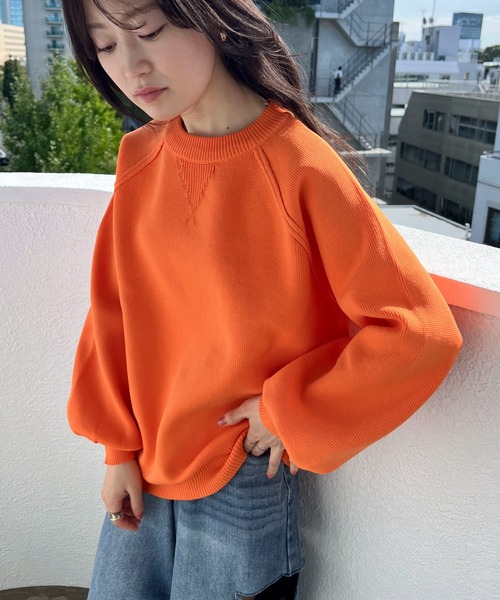 feepur（フェピュール）の「【ハンドウォッシャブル】スウェットライクスムースニット（ニット/セーター・レディース・レッド/ブラック/オフホワイト/オレンジ/ブルー・MEDIUM）」の10枚目の写真
