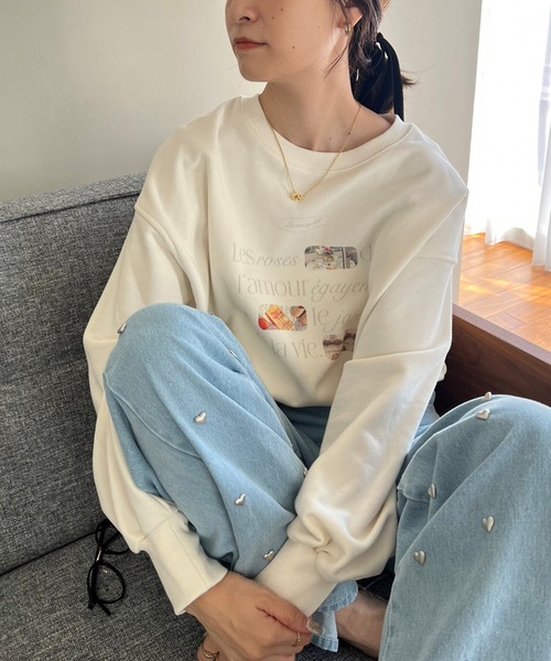 one after another NICE CLAUP（ワンアフターアナザーナイスクラップ）の「オーバーサイズアソートスウェット（スウェット・レディース・アイボリー/オートミール/イエロー/ネイビー・FREE）」の8枚目の写真