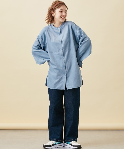 Le temps riche（ルタンリッシュ）の「袖スリットバンドカラーコーデュロイシャツ ＜Le temps riche＞（シャツ/ブラウス・レディース・チャコール/サックスブルー・LL/M/L）」の15枚目の写真