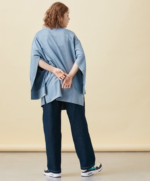 Le temps riche（ルタンリッシュ）の「袖スリットバンドカラーコーデュロイシャツ ＜Le temps riche＞（シャツ/ブラウス・レディース・チャコール/サックスブルー・LL/M/L）」の20枚目の写真