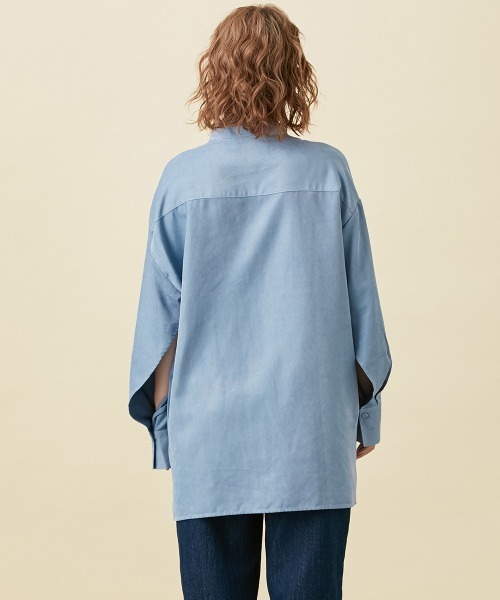 Le temps riche（ルタンリッシュ）の「袖スリットバンドカラーコーデュロイシャツ ＜Le temps riche＞（シャツ/ブラウス・レディース・チャコール/サックスブルー・LL/M/L）」の22枚目の写真