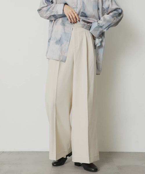 セール】『TALLサイズ/WEB限定』ウールライクダブルタックワイドパンツ