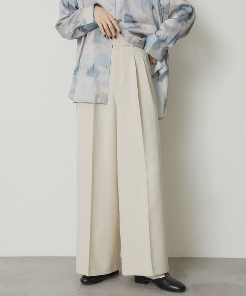 SENSE OF PLACE by URBAN RESEARCH（センスオブプレイスバイアーバンリサーチ）の「『TALLサイズ/WEB限定』ウールライクダブルタックワイドパンツ（その他パンツ・レディース・チャコールグレー/オレンジ/アイボリー/グレー系その他/ライトブルー・X-SMALL/TALL/SMALL/LARGE/MEDIUM）」の15枚目の写真