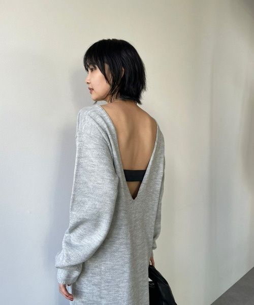 HANNE（アン）の「ディーブVネック2WAYニットワンピース（ワンピース・レディース・グレー/ブラック/ブラウン・FREE）」の14枚目の写真