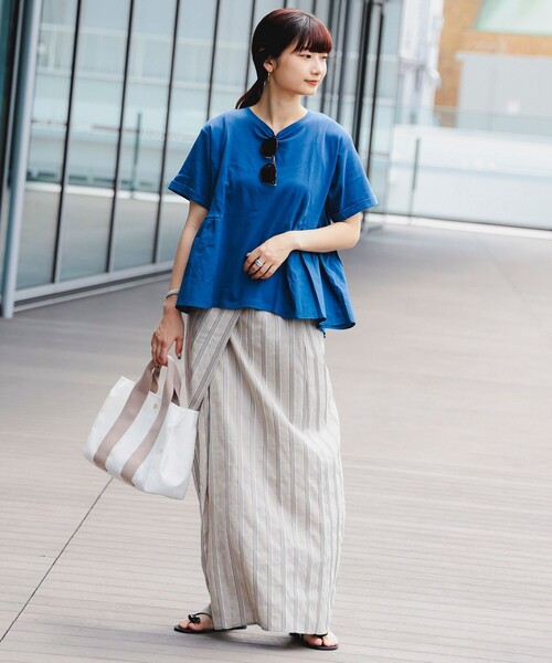 B:MING by BEAMS（ビーミングバイビームス）の「B:MING by BEAMS / スムース サイド切替 プルオーバー（Tシャツ/カットソー・レディース・ブラック/オフホワイト/ブルー/オレンジ・ONE SIZE）」の14枚目の写真