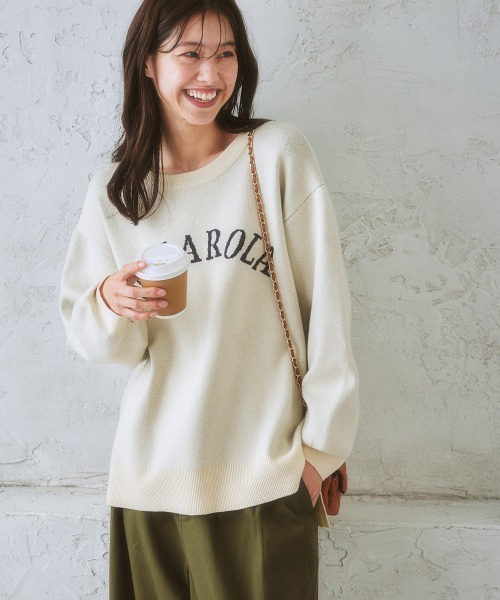 nissen(ニッセン)の「ジャガードロゴニット(ニット/セーター・レディース・ネイビー/アイボリー・M/LL/S/L)」の6枚目の写真