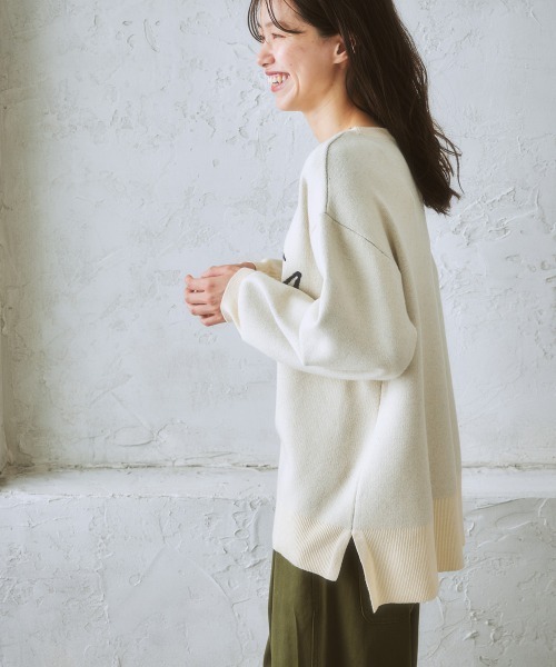 nissen(ニッセン)の「ジャガードロゴニット(ニット/セーター・レディース・ネイビー/アイボリー・M/LL/S/L)」の8枚目の写真