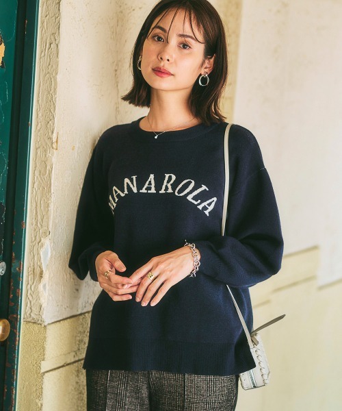 nissen(ニッセン)の「ジャガードロゴニット(ニット/セーター・レディース・ネイビー/アイボリー・M/LL/S/L)」の11枚目の写真