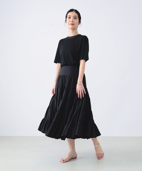 Demi-Luxe BEAMS（デミルクス ビームス）の「Devotion TWINS / ティアード ロングスカート（スカート・レディース・ブラック・SMALL）」の2枚目の写真