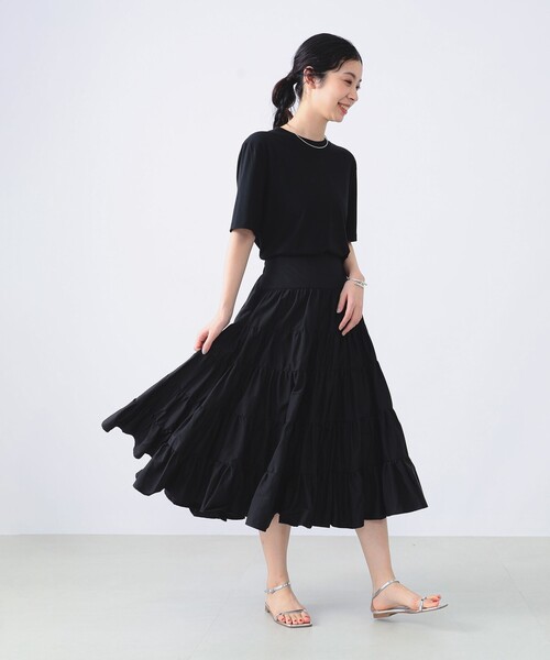 Demi-Luxe BEAMS（デミルクス ビームス）の「Devotion TWINS / ティアード ロングスカート（スカート・レディース・ブラック・SMALL）」の3枚目の写真